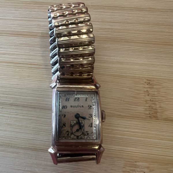 Bulova mens tank mechanical wind up watch rose gold plated circa 1940’s
