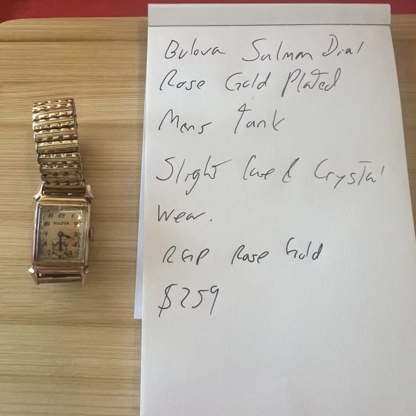 Bulova mens tank mechanical wind up watch rose gold plated circa 1940’s - Image 7