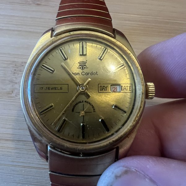 Jean Cardot Goldtone 17 Jewel Men’s small seconds wind up mechanical watch - Image 2