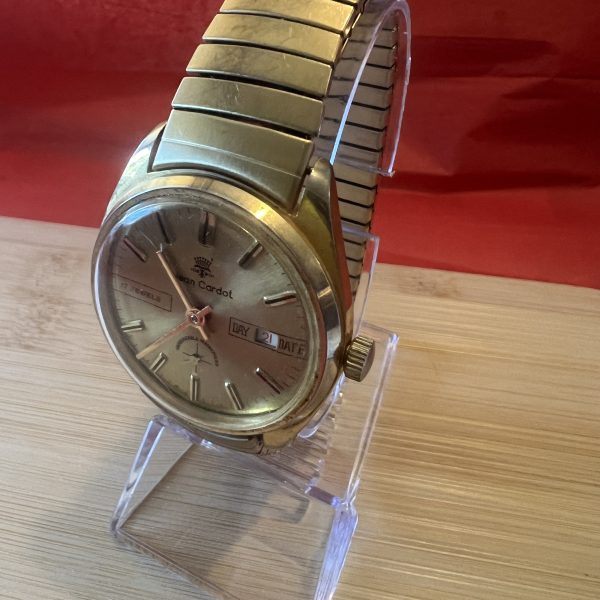 Jean Cardot Goldtone 17 Jewel Men’s small seconds wind up mechanical watch - Image 5