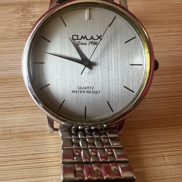 OMAX large dial stainless steel men’s quartz watch